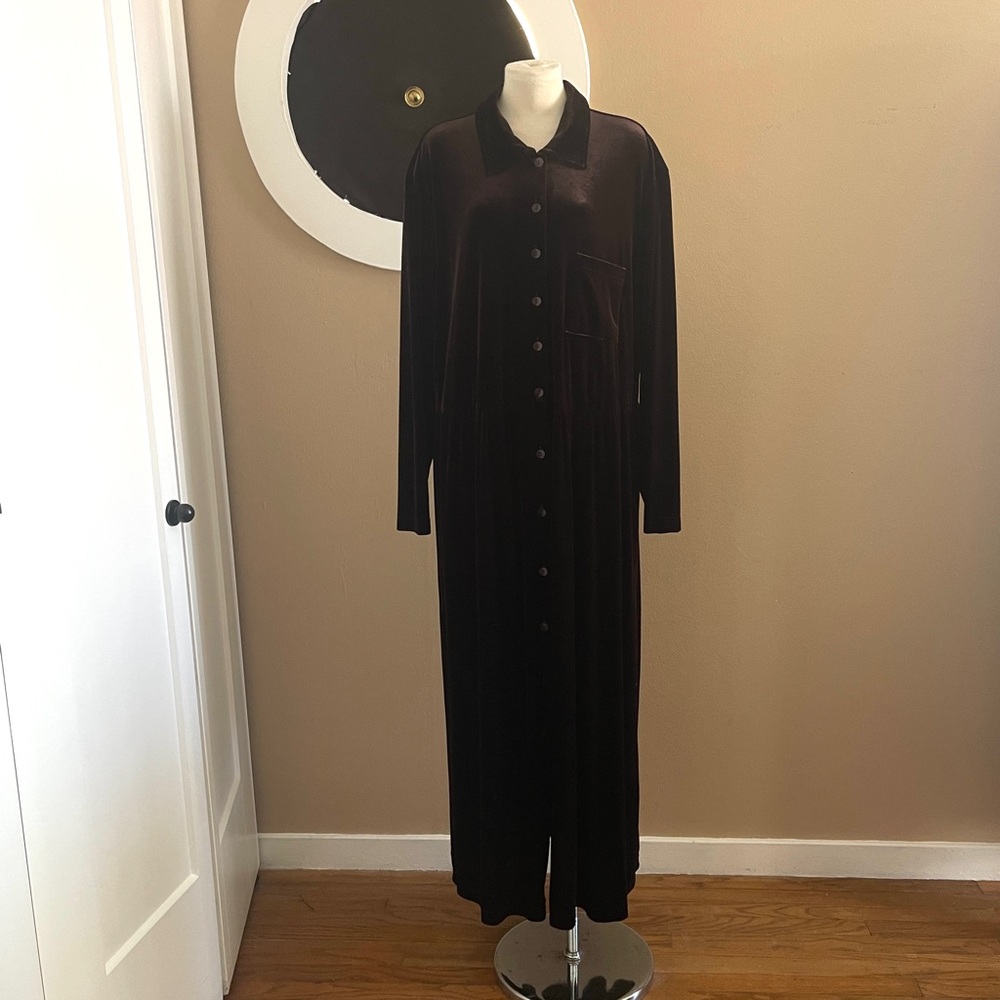 Studio Velvet Dress Chocolate Brown Stretch Long Sleeve Tall Plus - 54/56 chest